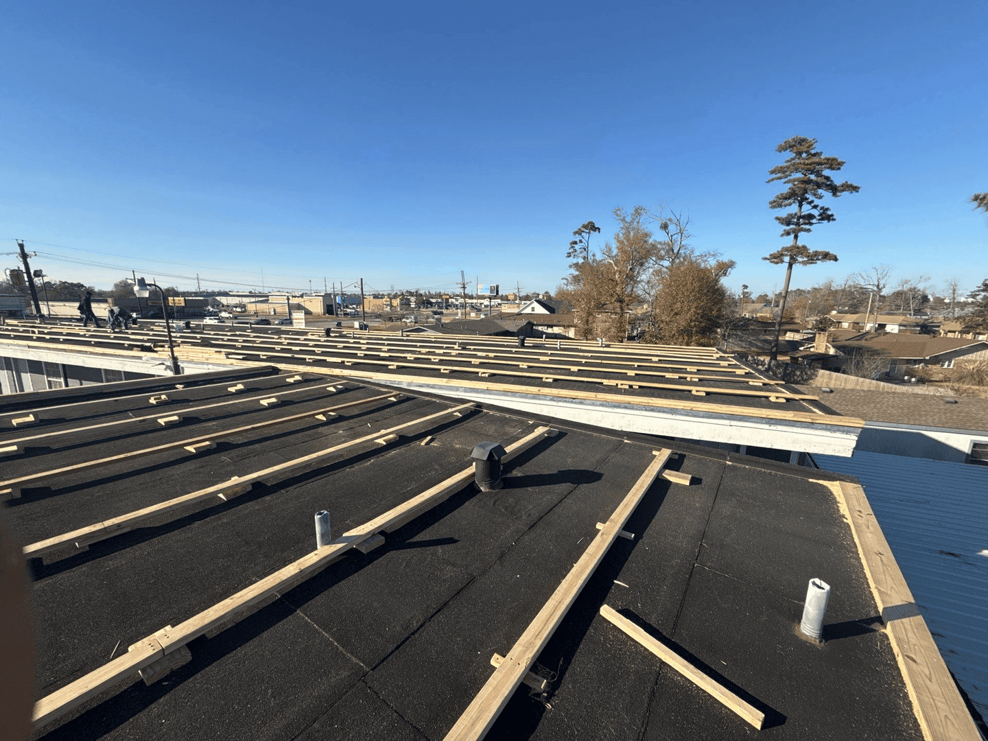 Apartment complex roof framing
